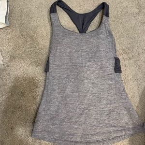 Light grey/dark Lulu Lemon tank with built in bra